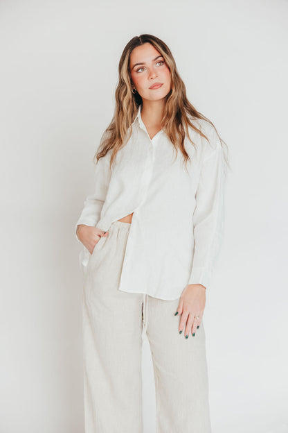 The Evelyn 100% Linen Top in White