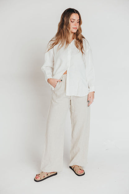 The Evelyn 100% Linen Top in White