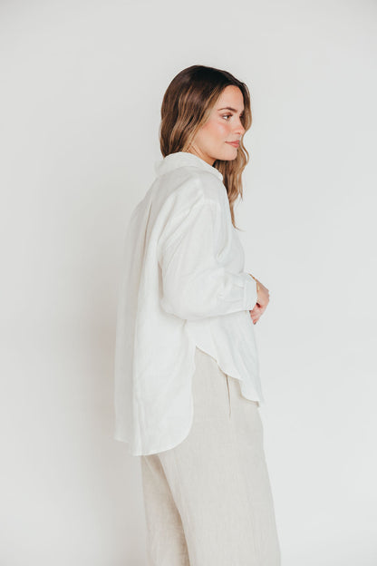 The Evelyn 100% Linen Top in White