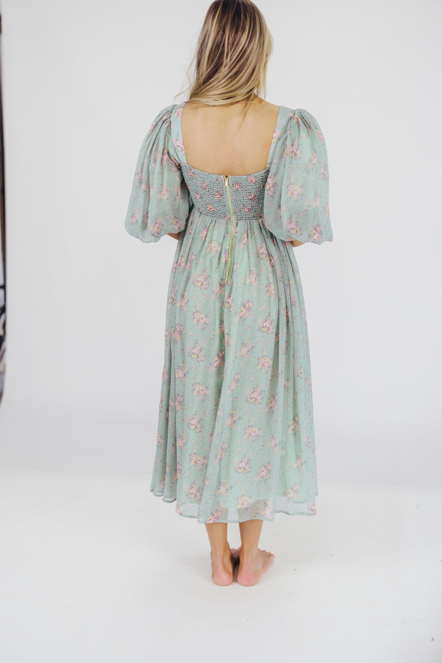 Harlow Maxi Dress in Turquoise Floral - Bump Friendly & Inclusive Sizing (S-3XL)