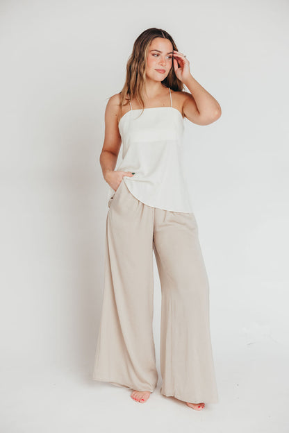 Perrie Top with Dainty Crisscross Detail in Cream