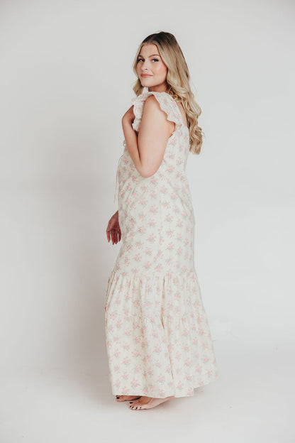 Emery Midi Dress in Pink and Cream (Sizes S-XL)