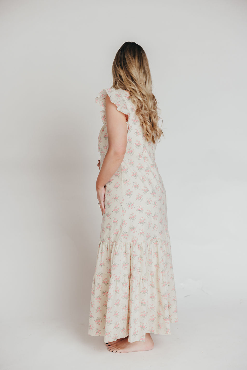 Emery Midi Dress in Pink and Cream (Sizes S-XL)