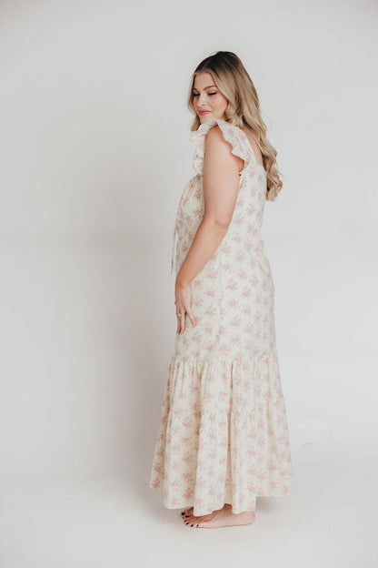 Emery Midi Dress in Pink and Cream (Sizes S-XL)