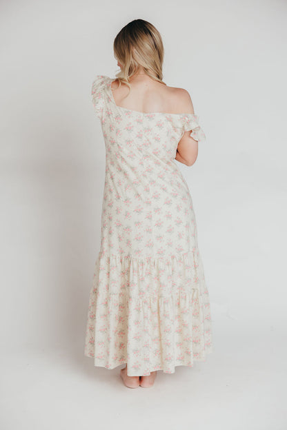 Emery Midi Dress in Pink and Cream (Sizes S-XL)