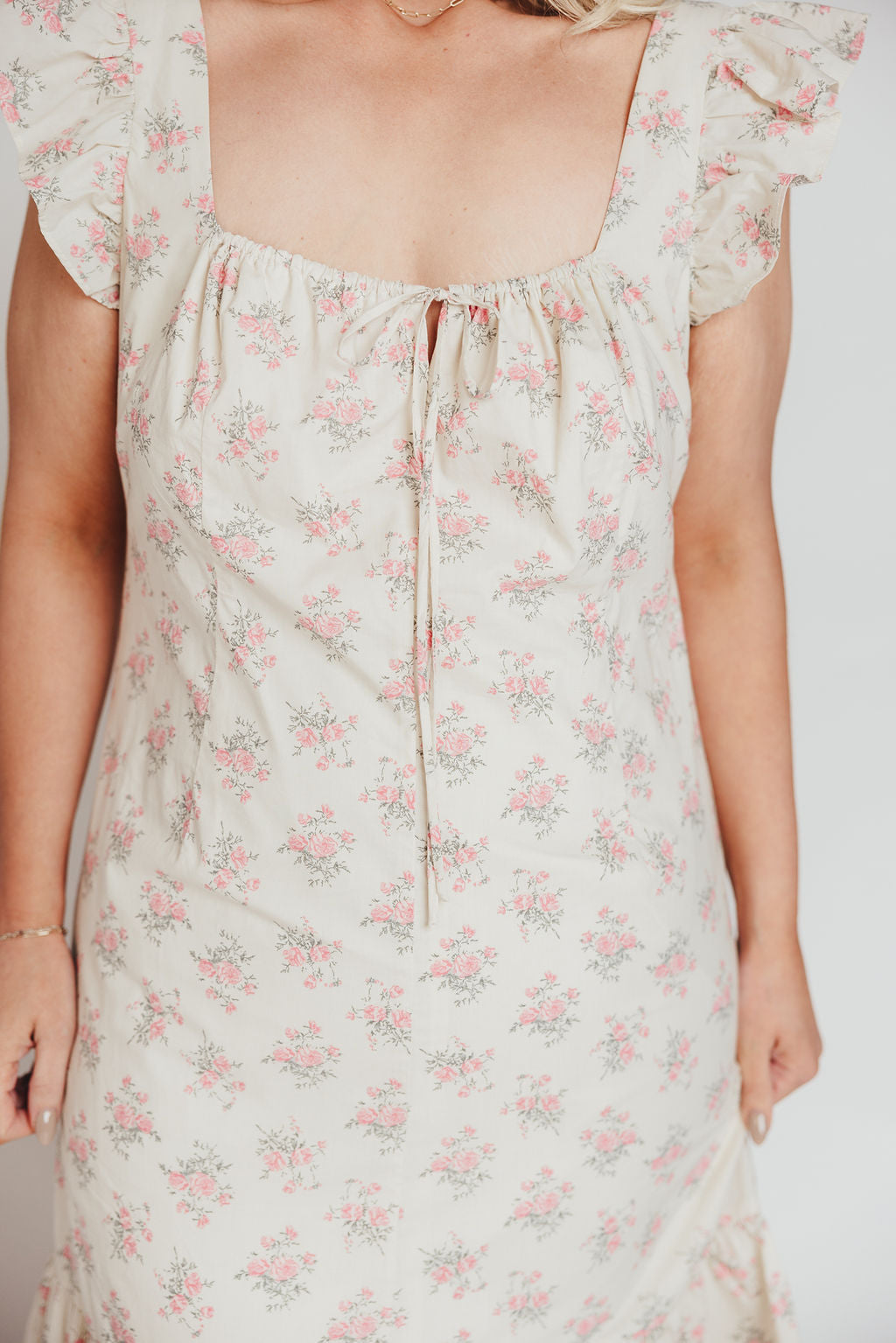 Emery Midi Dress in Pink and Cream (Sizes S-XL)