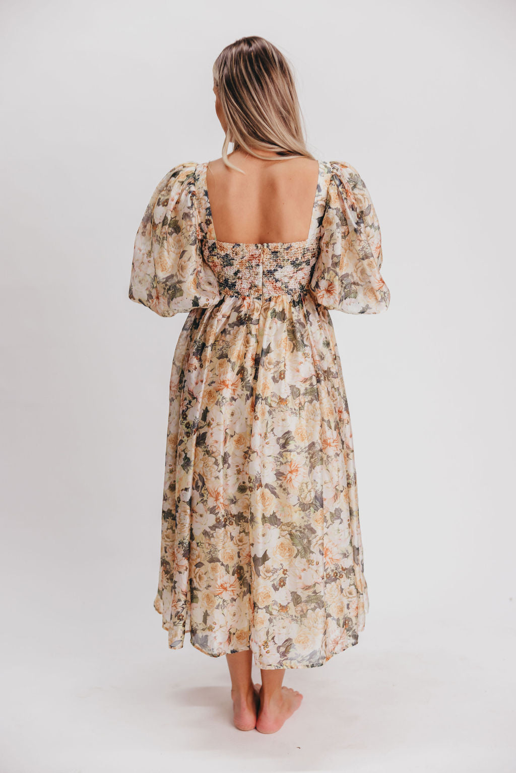 Harlow Maxi Dress in Champagne Floral - Bump Friendly & Inclusive Sizing (S-3XL)