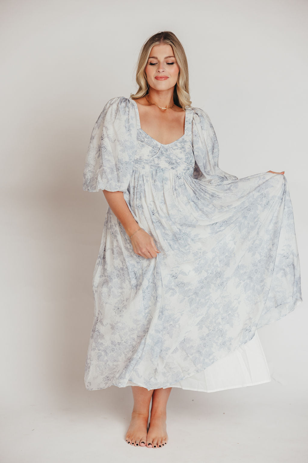 Harlow Maxi Dress in Light Blue Floral - Bump Friendly & Inclusive Sizing (S-3XL)