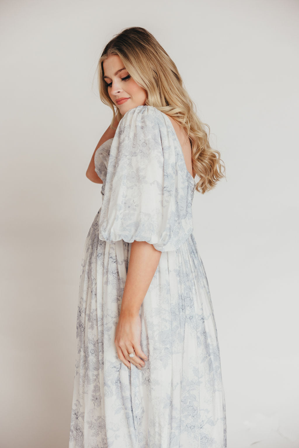 Harlow Maxi Dress in Light Blue Floral - Bump Friendly & Inclusive Sizing (S-3XL)