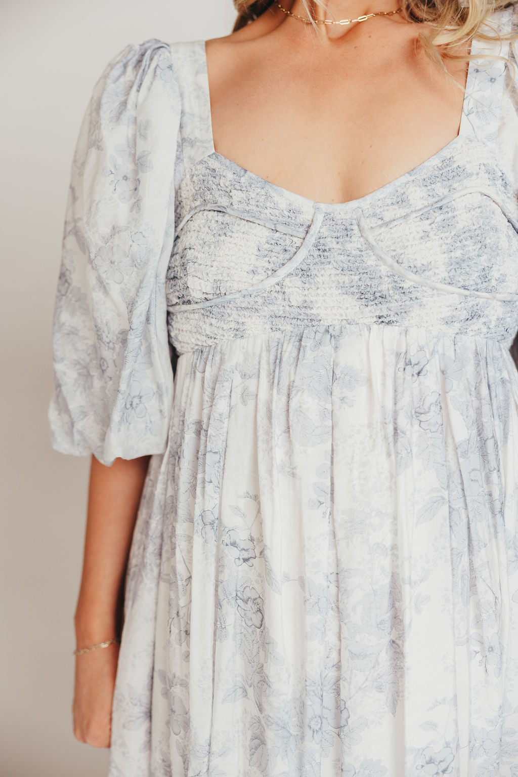 Harlow Maxi Dress in Light Blue Floral - Bump Friendly & Inclusive Sizing (S-3XL)