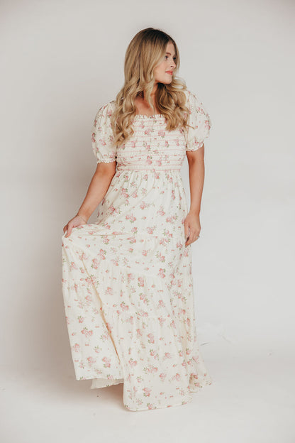 Harper Worth Maxi Dress in Ivory/Pink Floral - Inclusive Sizing (S-3XL) - Bump Friendly