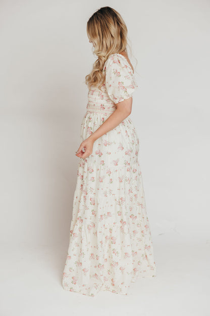 Harper Worth Maxi Dress in Ivory/Pink Floral - Inclusive Sizing (S-3XL) - Bump Friendly