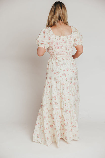 Harper Worth Maxi Dress in Ivory/Pink Floral - Inclusive Sizing (S-3XL) - Bump Friendly