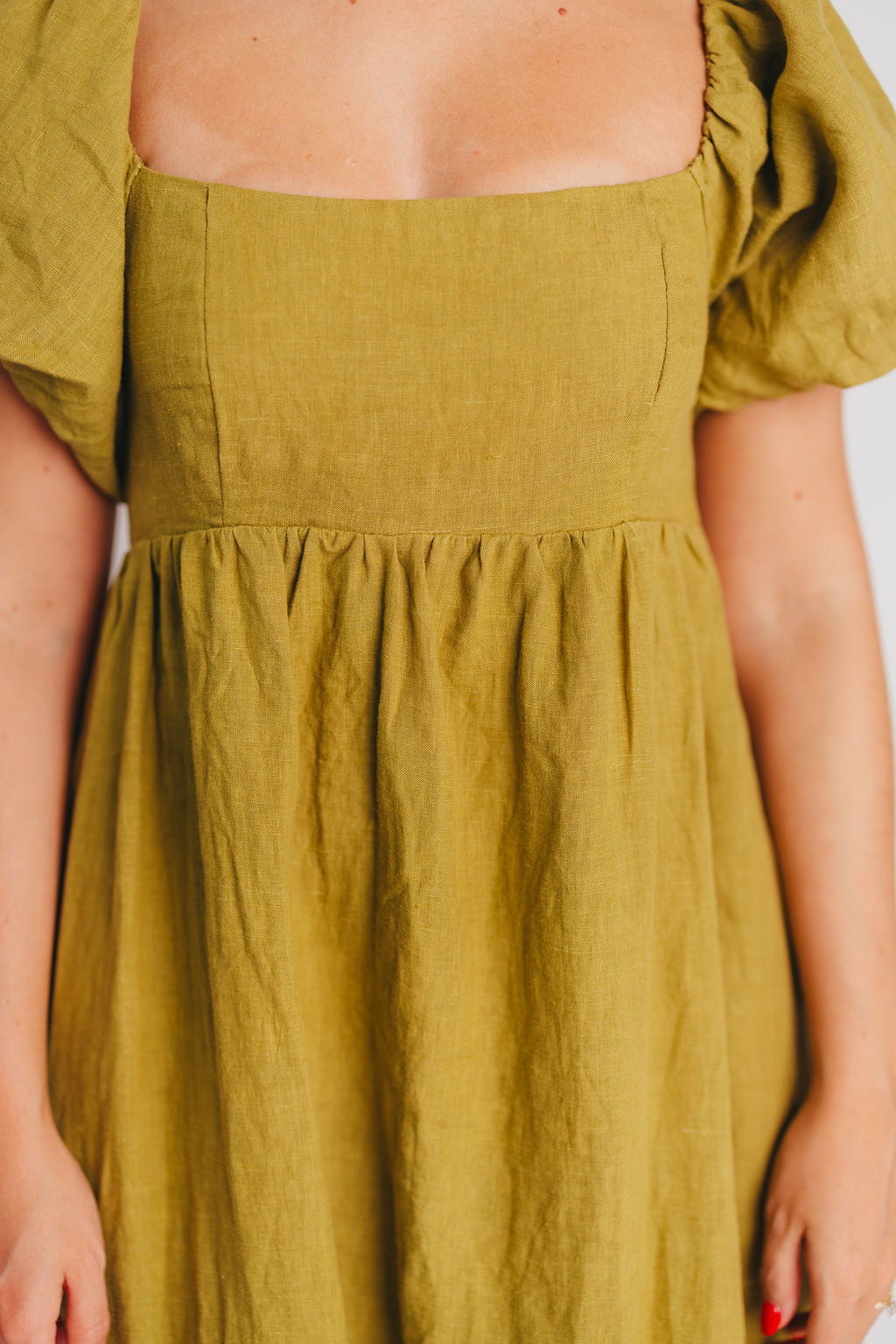 Candace Maxi Dress in Olive - 100% Linen - Bump Friendly (Restocking in June)