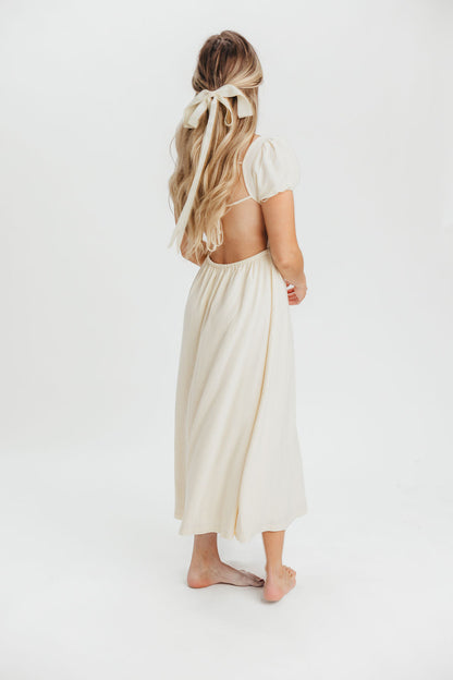 August Open Back Midi Dress in Ivory Cream - Bump Friendly