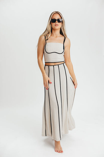 Heartfirst Linen Blend Tie Tank and Maxi Skirt Set in Natural