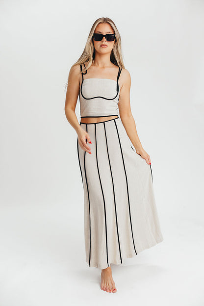 Heartfirst Linen Blend Tie Tank and Maxi Skirt Set in Natural