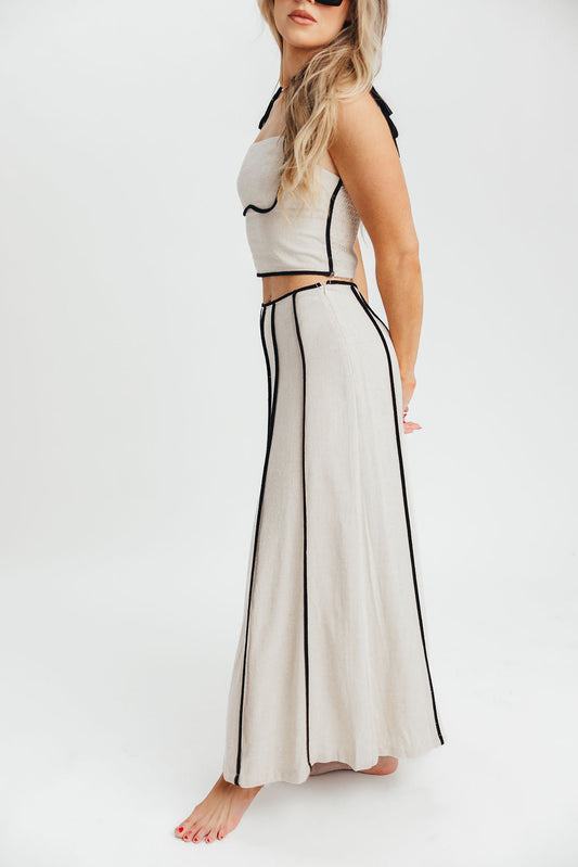 Heartfirst Linen Blend Tie Tank and Maxi Skirt Set in Natural