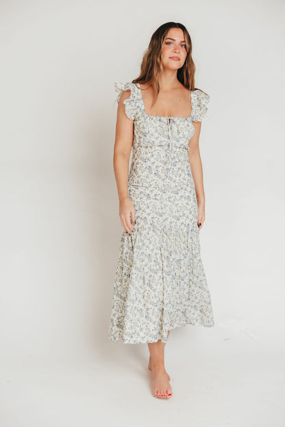 Emery Midi Dress in Blue Floral - Inclusive Sizing (S-3XL) (Final Few)