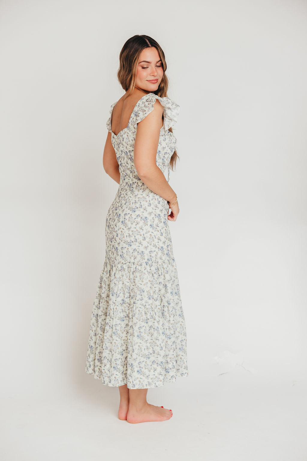 Emery Midi Dress in Blue Floral - Inclusive Sizing (S-3XL) (Final Few)