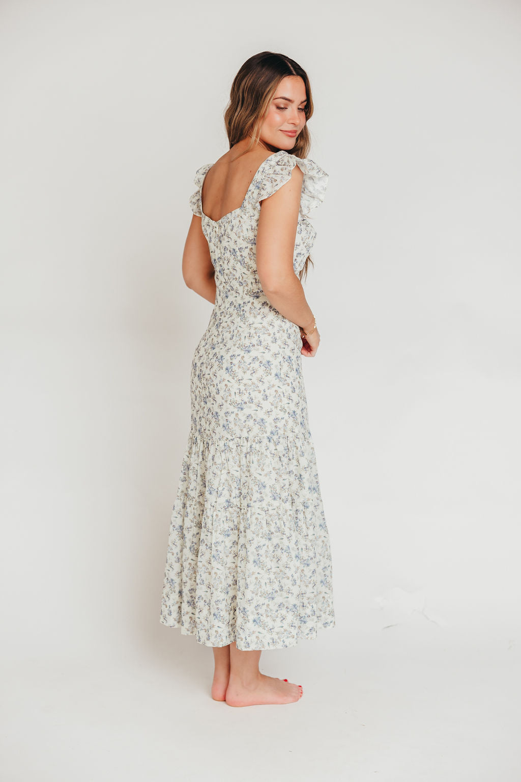 Emery Midi Dress in Blue Floral - Inclusive Sizing (S-3XL) (Final Few)