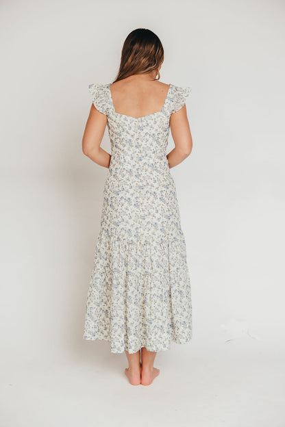 Emery Midi Dress in Blue Floral - Inclusive Sizing (S-3XL) (Final Few)