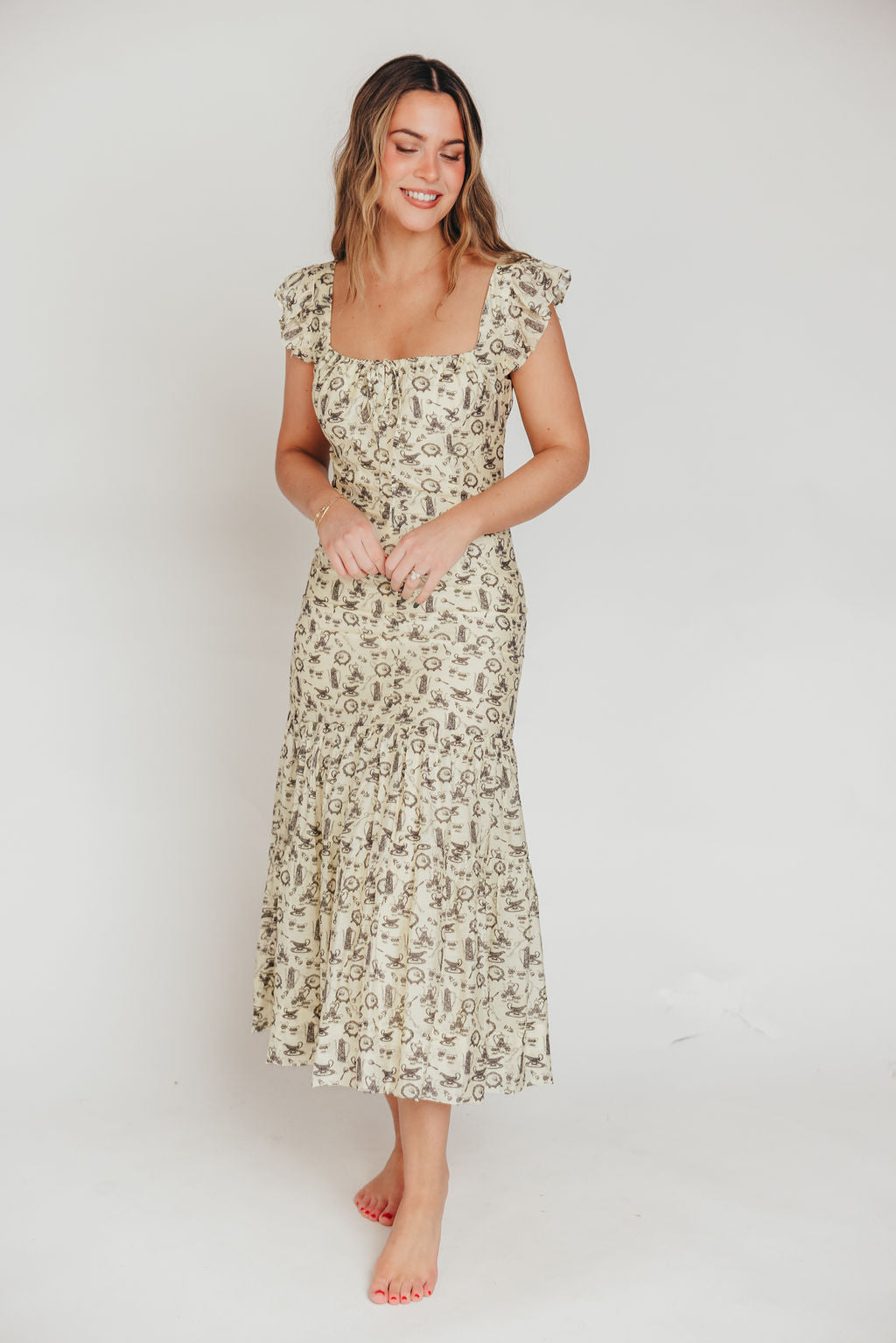 Emery Midi Dress in Vintage Tea (Sizes S-XL)