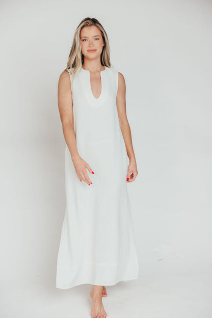 How Sweet It Is Sleeveless Linen-Blend Maxi in Ivory - Bump Friendly