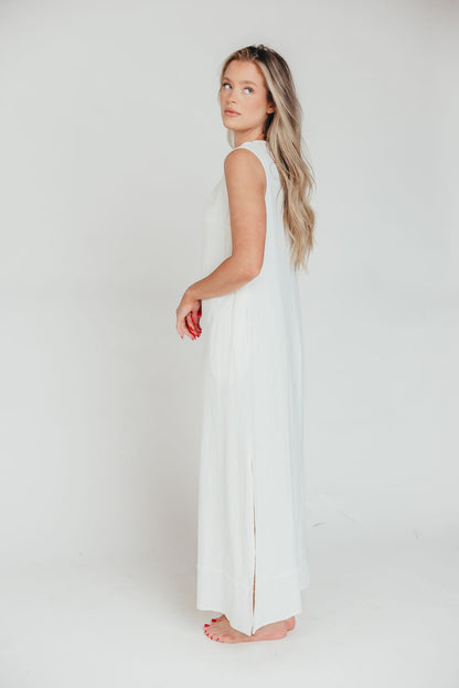 How Sweet It Is Sleeveless Linen-Blend Maxi in Ivory - Bump Friendly