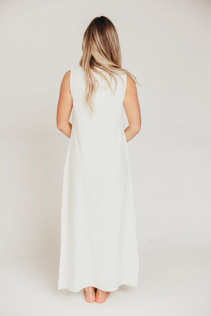 How Sweet It Is Sleeveless Linen-Blend Maxi in Ivory - Bump Friendly