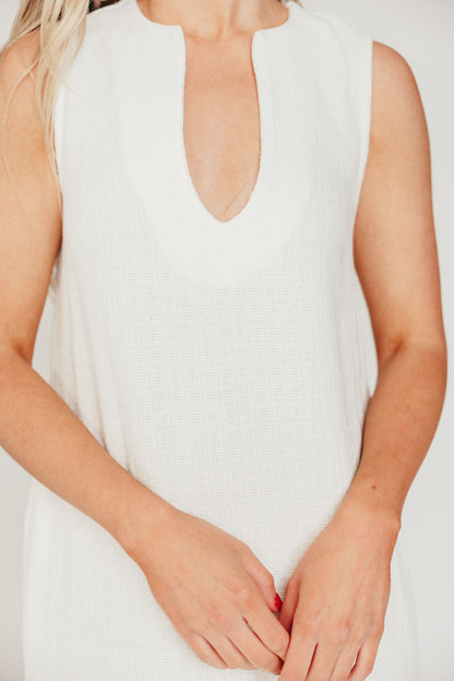 How Sweet It Is Sleeveless Linen-Blend Maxi in Ivory - Bump Friendly