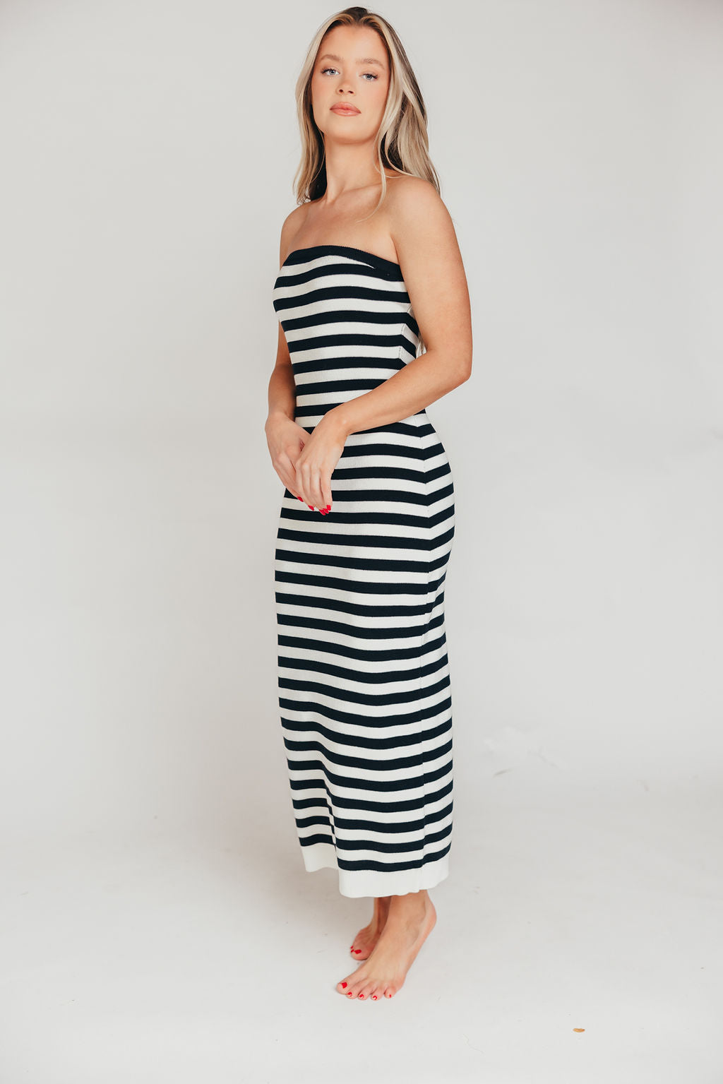 Eventide Maxi Dress in Navy / Ivory Stripe