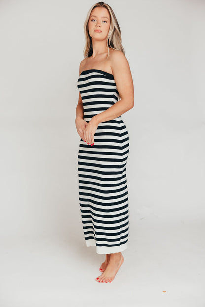 Eventide Maxi Dress in Navy / Ivory Stripe