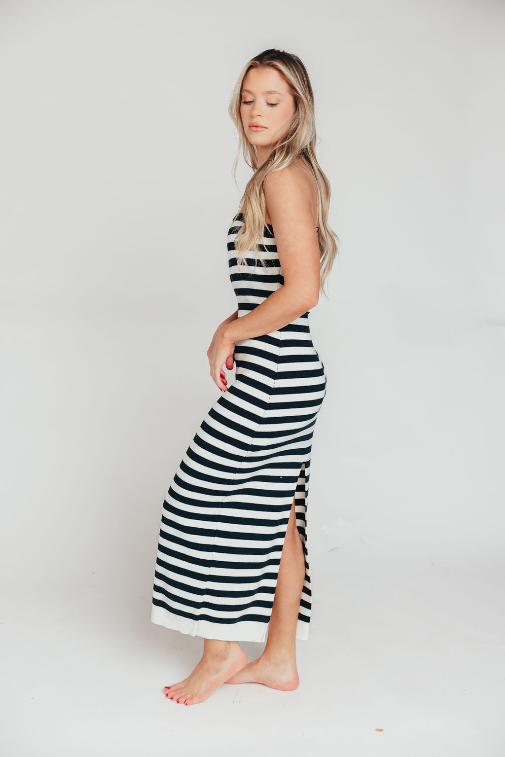 Eventide Maxi Dress in Navy / Ivory Stripe