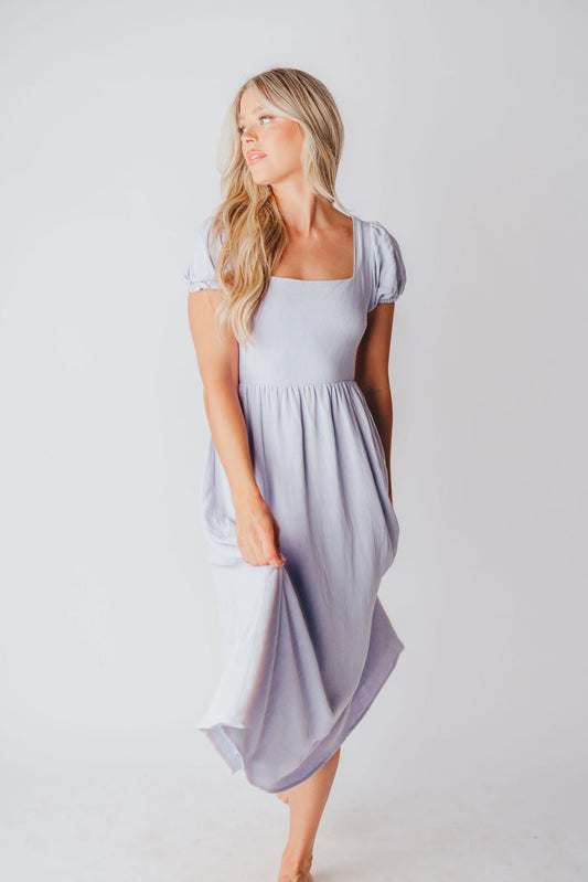 August Open Back Midi Dress in Morning Glory - Bump Friendly