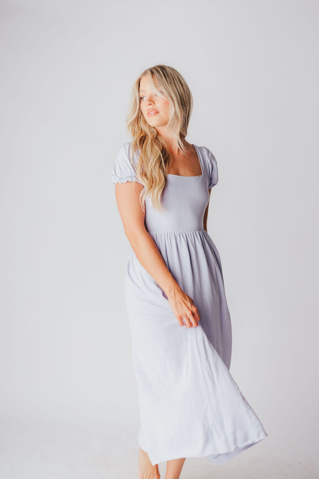 August Open Back Midi Dress in Morning Glory - Bump Friendly