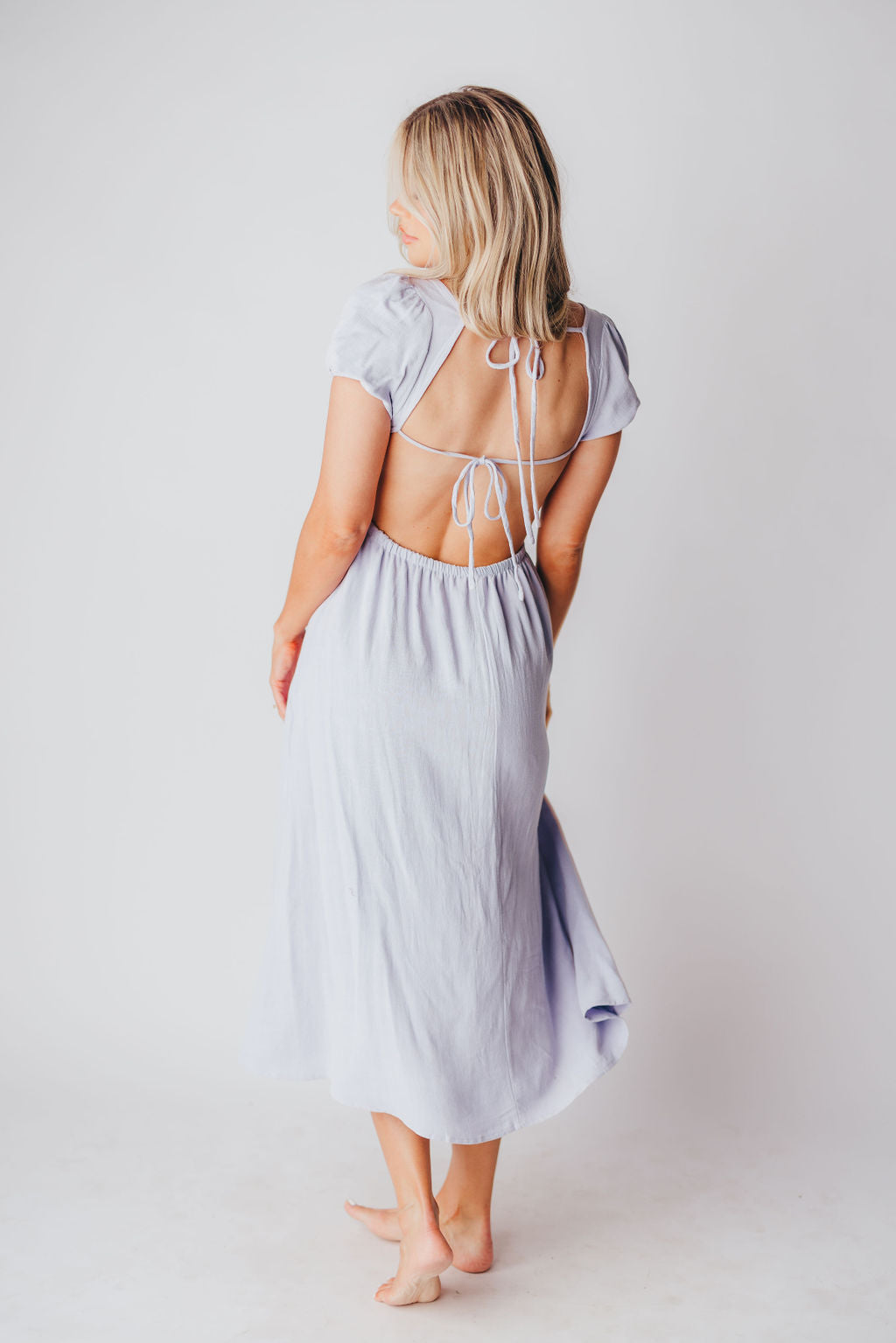 August Open Back Midi Dress in Morning Glory - Bump Friendly