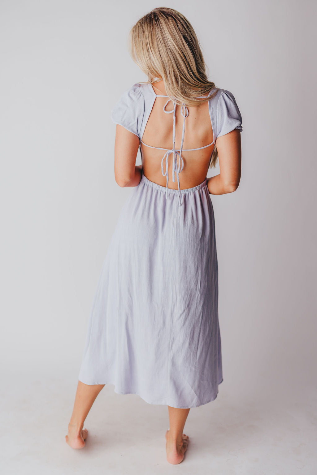 August Open Back Midi Dress in Morning Glory - Bump Friendly