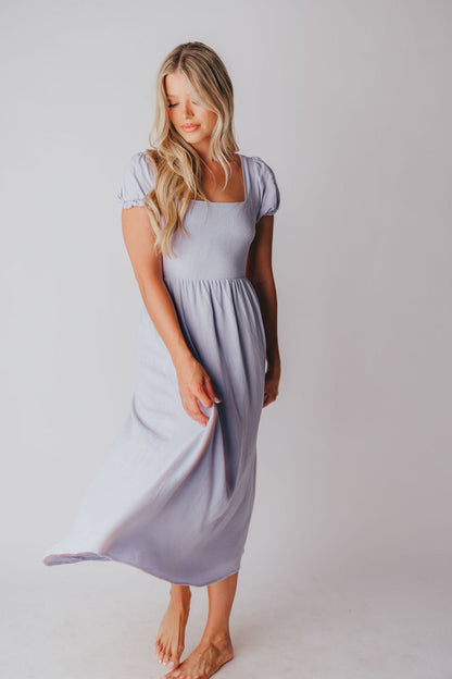 August Open Back Midi Dress in Morning Glory - Bump Friendly