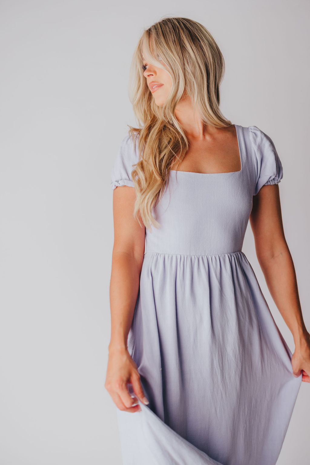 August Open Back Midi Dress in Morning Glory - Bump Friendly