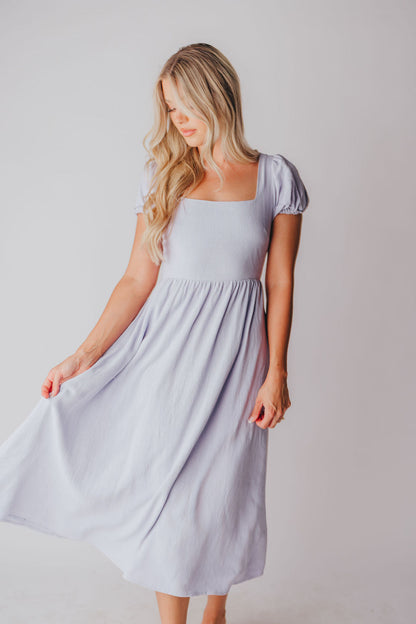 August Open Back Midi Dress in Morning Glory - Bump Friendly