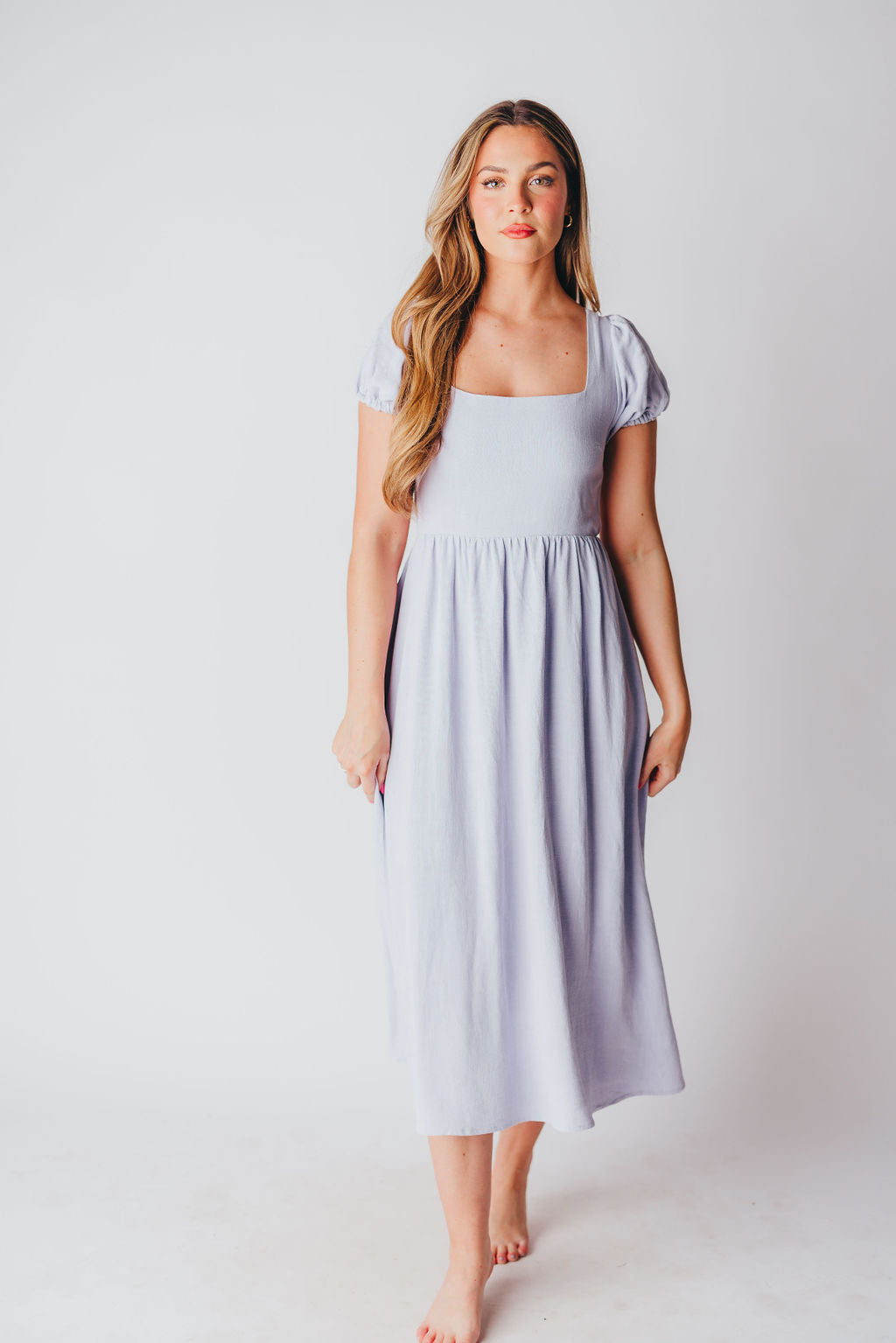 August Open Back Midi Dress in Morning Glory - Bump Friendly