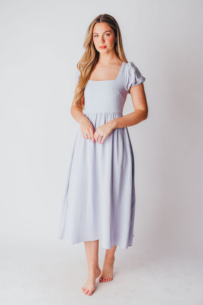 August Open Back Midi Dress in Morning Glory - Bump Friendly