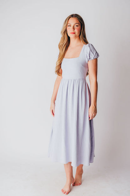 August Open Back Midi Dress in Morning Glory - Bump Friendly