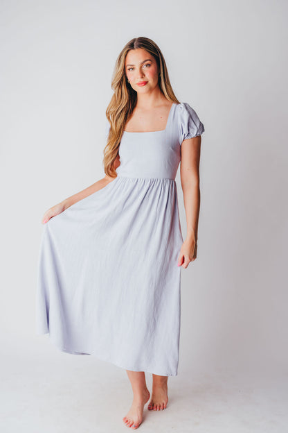 August Open Back Midi Dress in Morning Glory - Bump Friendly