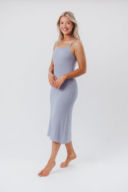 Off the Grid Maxi Dress in Blue Grey - Bump Friendly