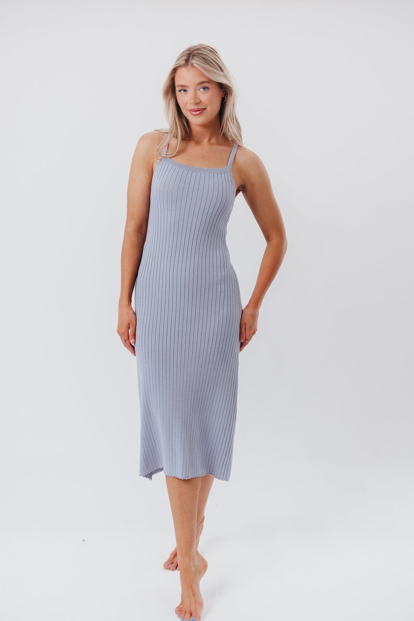 Off the Grid Maxi Dress in Blue Grey - Bump Friendly