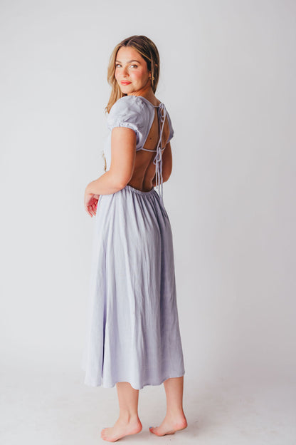 August Open Back Midi Dress in Morning Glory - Bump Friendly