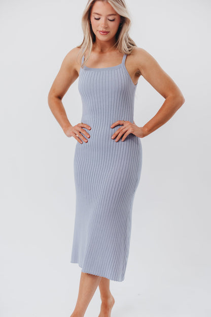 Off the Grid Maxi Dress in Blue Grey - Bump Friendly