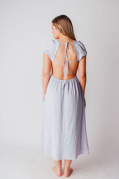 August Open Back Midi Dress in Morning Glory - Bump Friendly